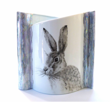 hare overglaze on porcelain